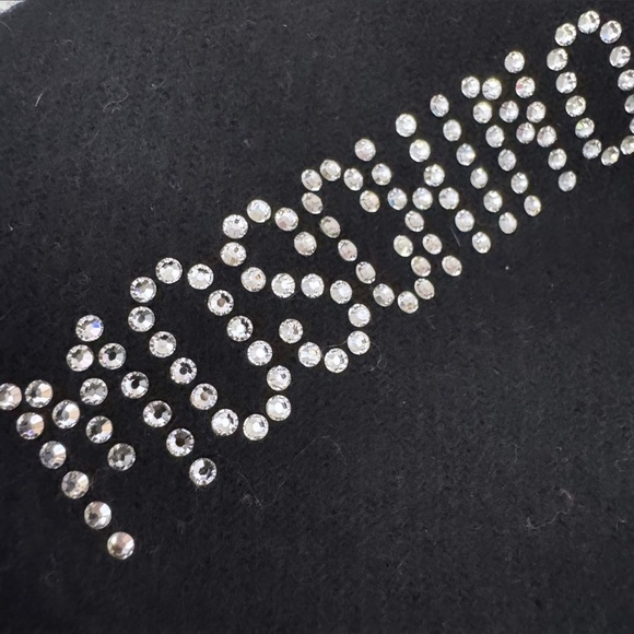 Moschino scarf scarve wrap black Swarovski crystals silver tassles bling luxe - Picture 3 of 7